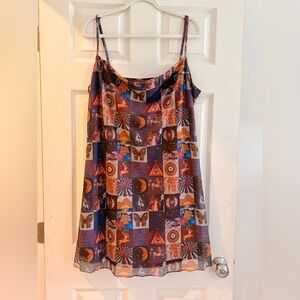 Cider Mesh Tarot Zodiac Psychedelic Patterned Slip Dress